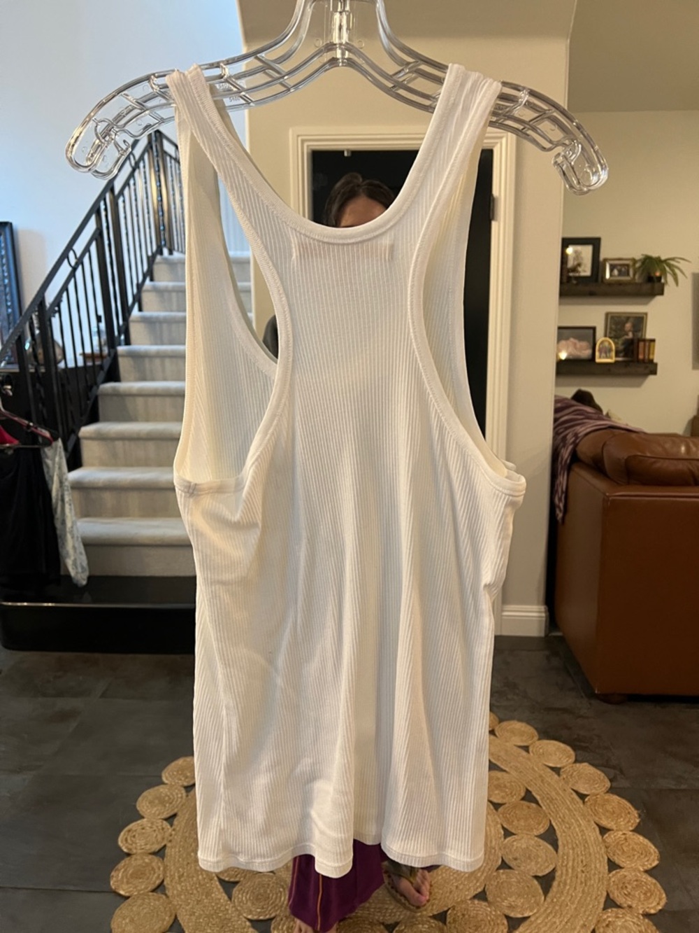 Nordstrom White Ribbed Racerback Tank - Picture 4 of 6